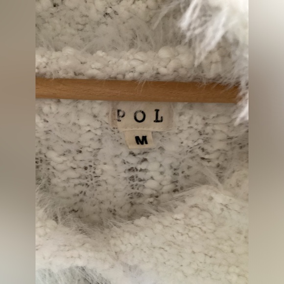 POL Fuzzy Hooded Sweater, size M, Button Front Pullover - Picture 4 of 10